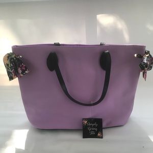 PURPLE FLORAL MEDIUM TOTE
